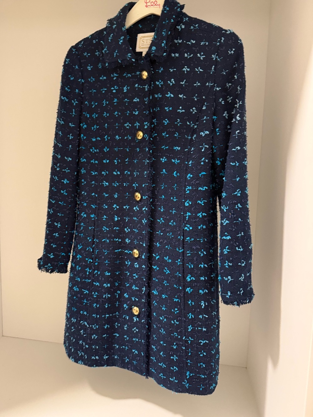 Sail to Sable navy, tweed coat